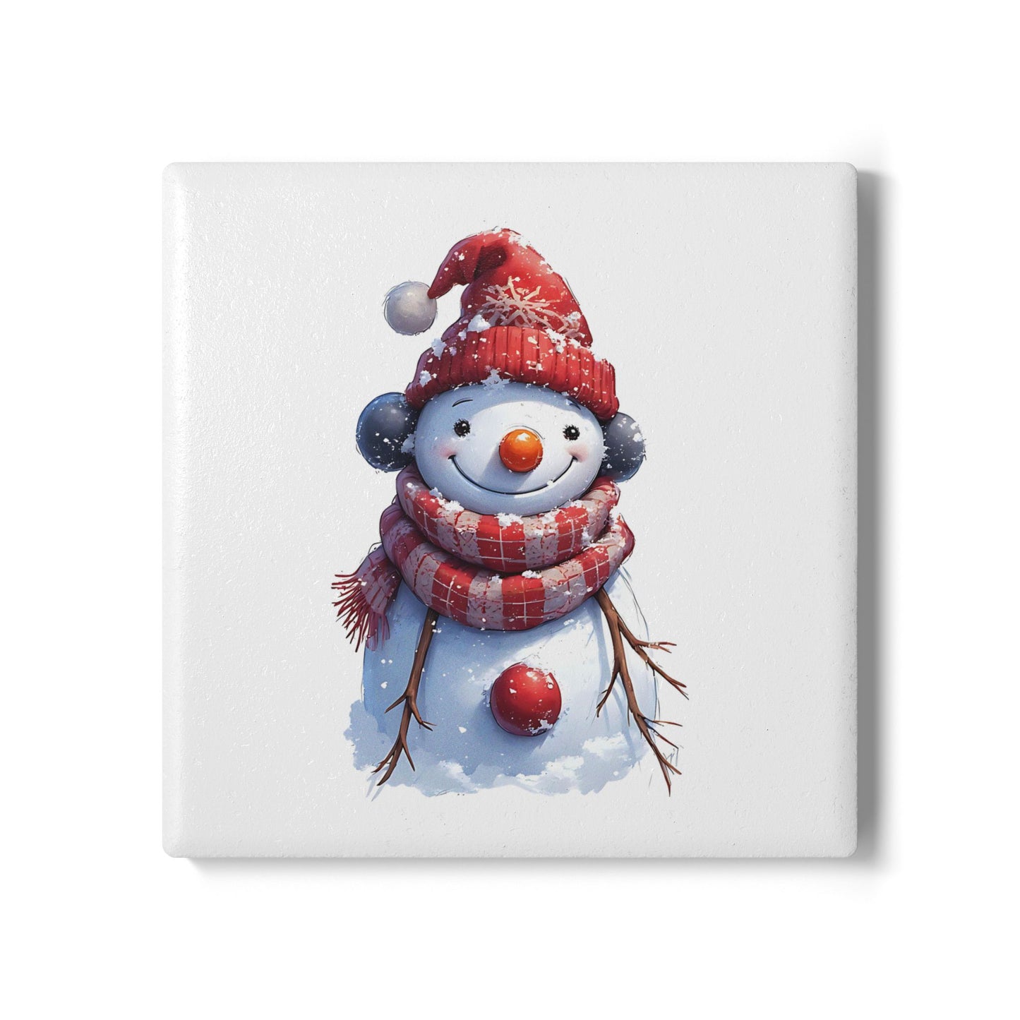 Snowman Ceramic Coaster – Cute Winter Holiday Drink Protector