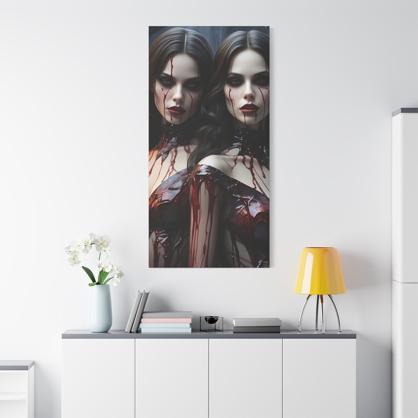 Gothic Vampire Canvas Art, Wall Decor, Horror Artwork, Halloween Home Decor, Spooky Room Accent, Unique Gift Idea