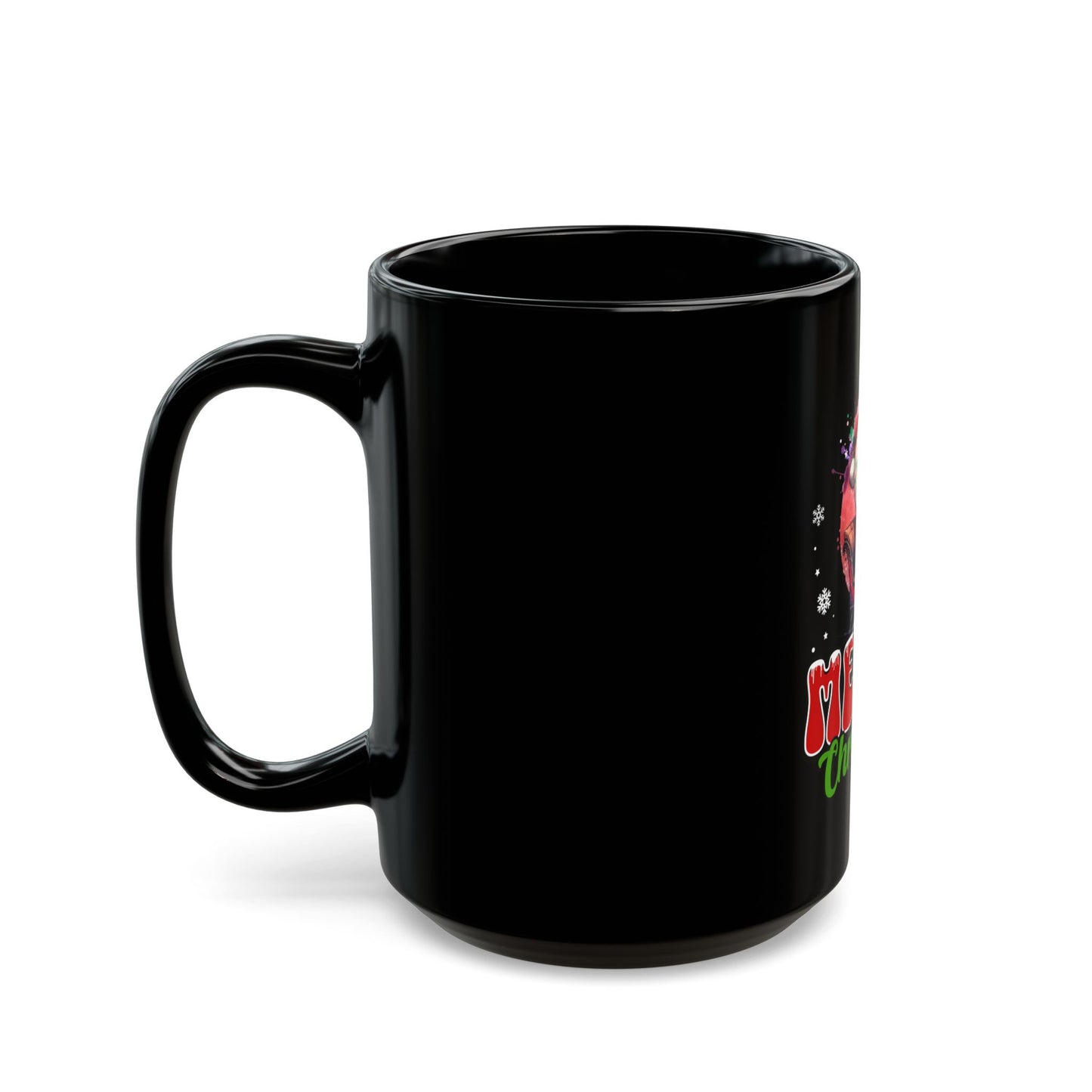 Merry Christmas Black Mug - 11oz & 15oz Holiday Coffee Cup