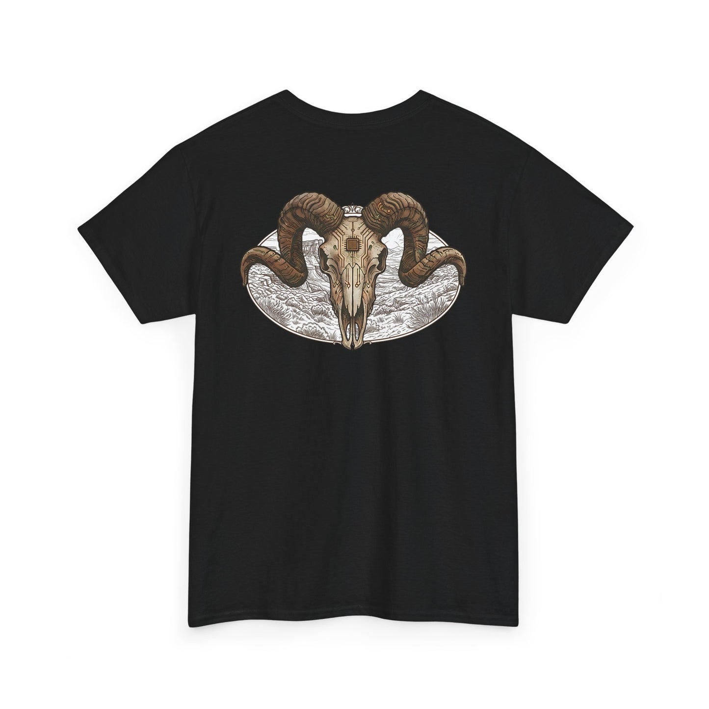 Ram Skull Graphic Tee Double Sided — 'Chestnut Valley, Oregon' Vintage Occult Shirt