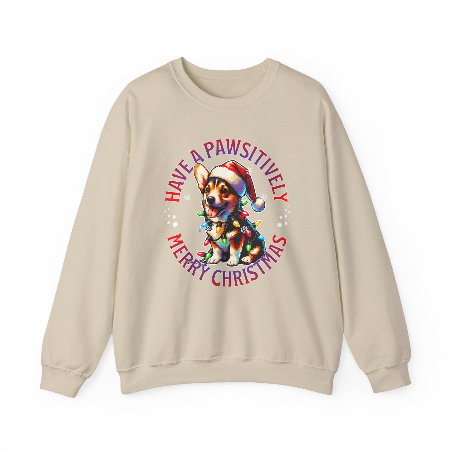 Christmas Corgi Sweatshirt — "Have a Pawsitively Merry Christmas" Holiday Crewneck