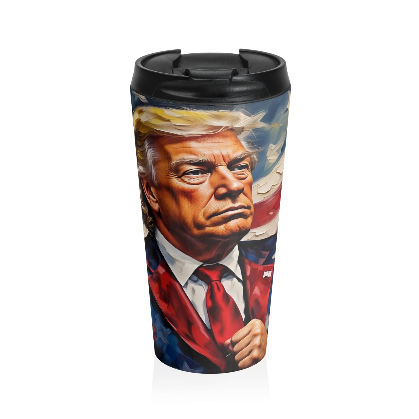 Patriotic Stainless Steel Travel Mug, American Flag Mug, Travel Coffee Cup, Gift for Veterans, Politician Tribute Mug