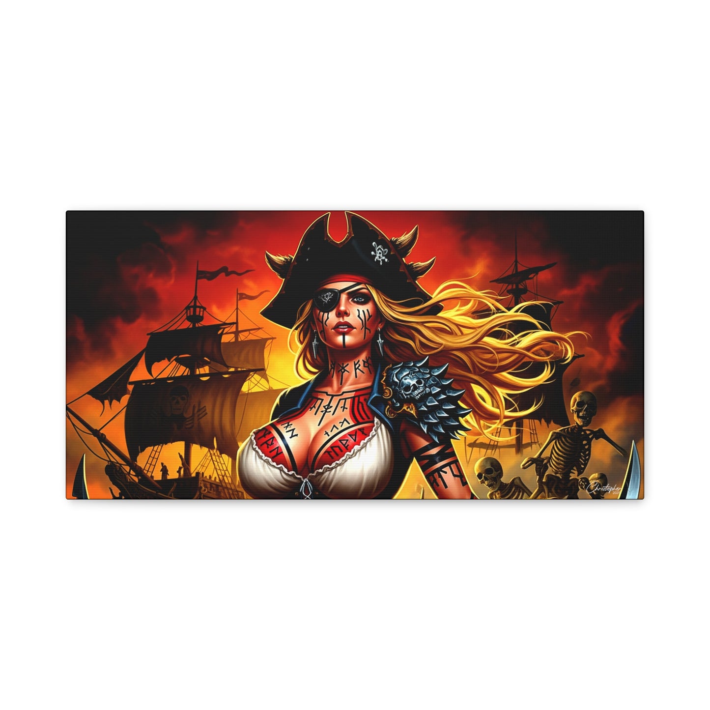 Bold Pirate Canvas Print, Nautical Wall Art, Gothic Home Decor, Pirate Lover Gift, Spooky Halloween Decoration, Adventure Wall Hanging