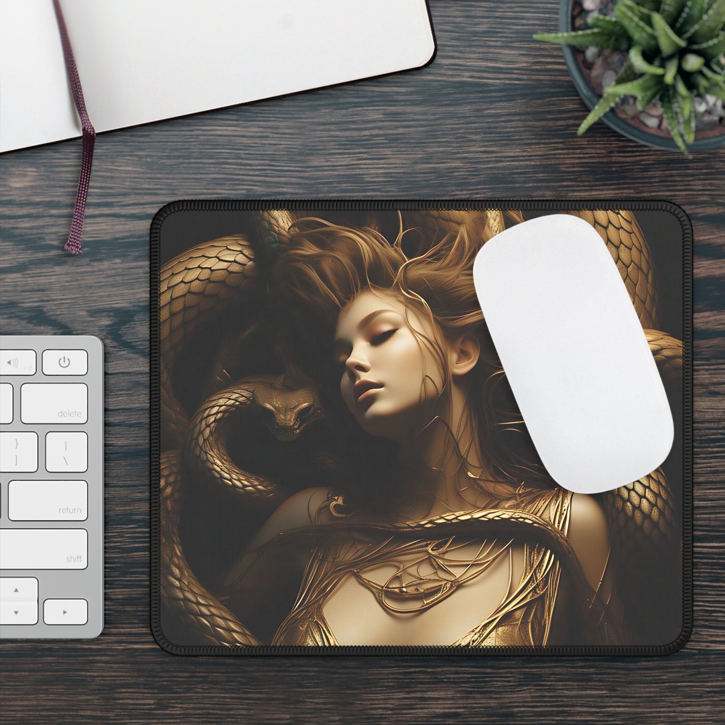 Medusa Goddess Gaming Mouse Pad — Luxurious Serpent Fantasy Desk Mat