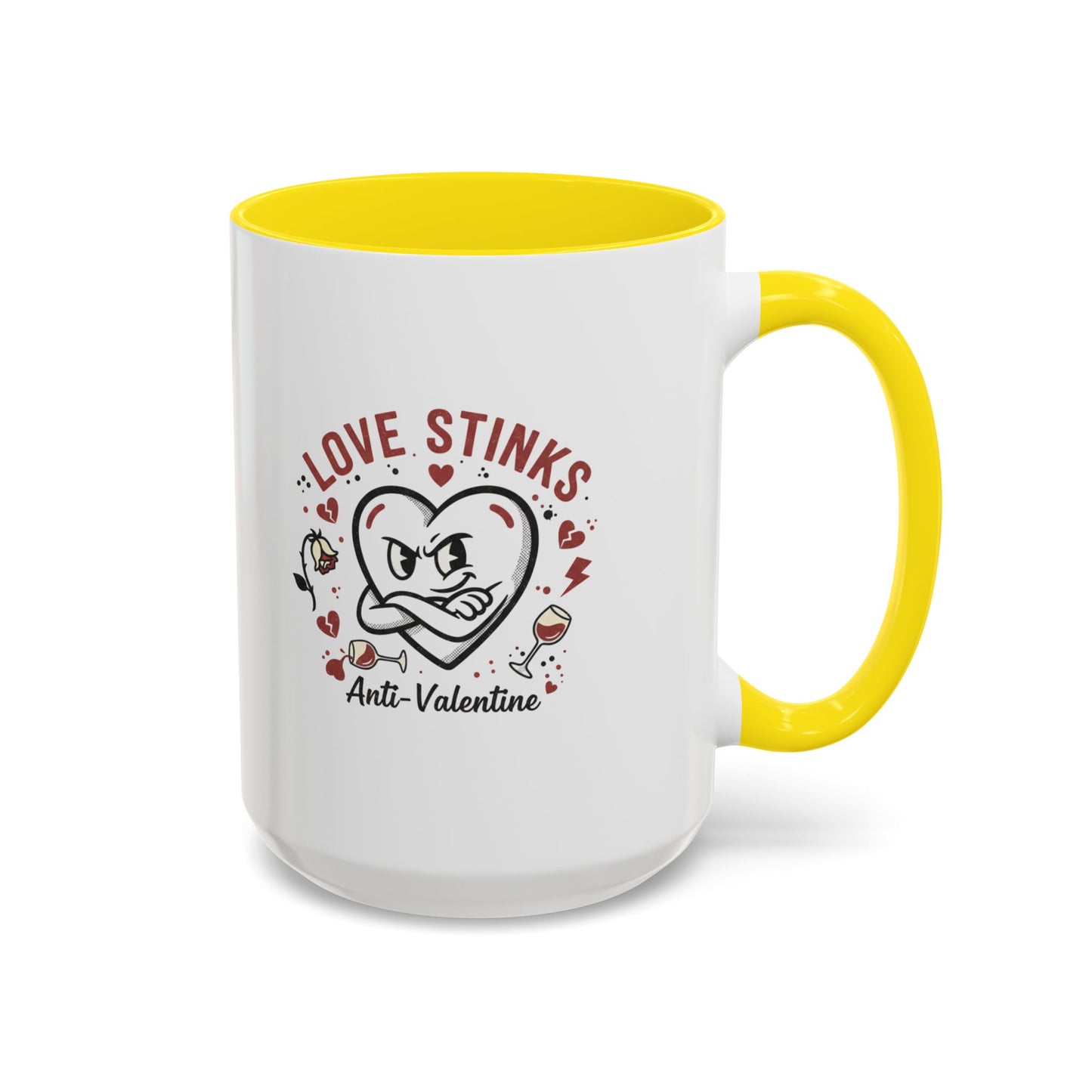 Coffee Mug — "Love Stinks" Anti-Valentine Heart Accent Mug (11/15oz)