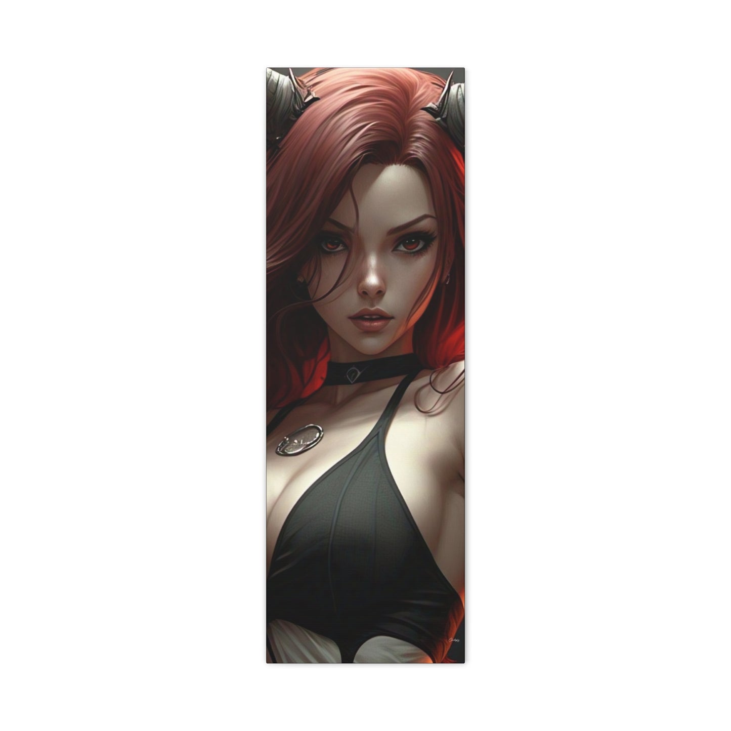 Gothic Fantasy Canvas Art, Demon Girl Wall Decor, Unique Home Decor, Gift for Her, Halloween or Birthday Gift