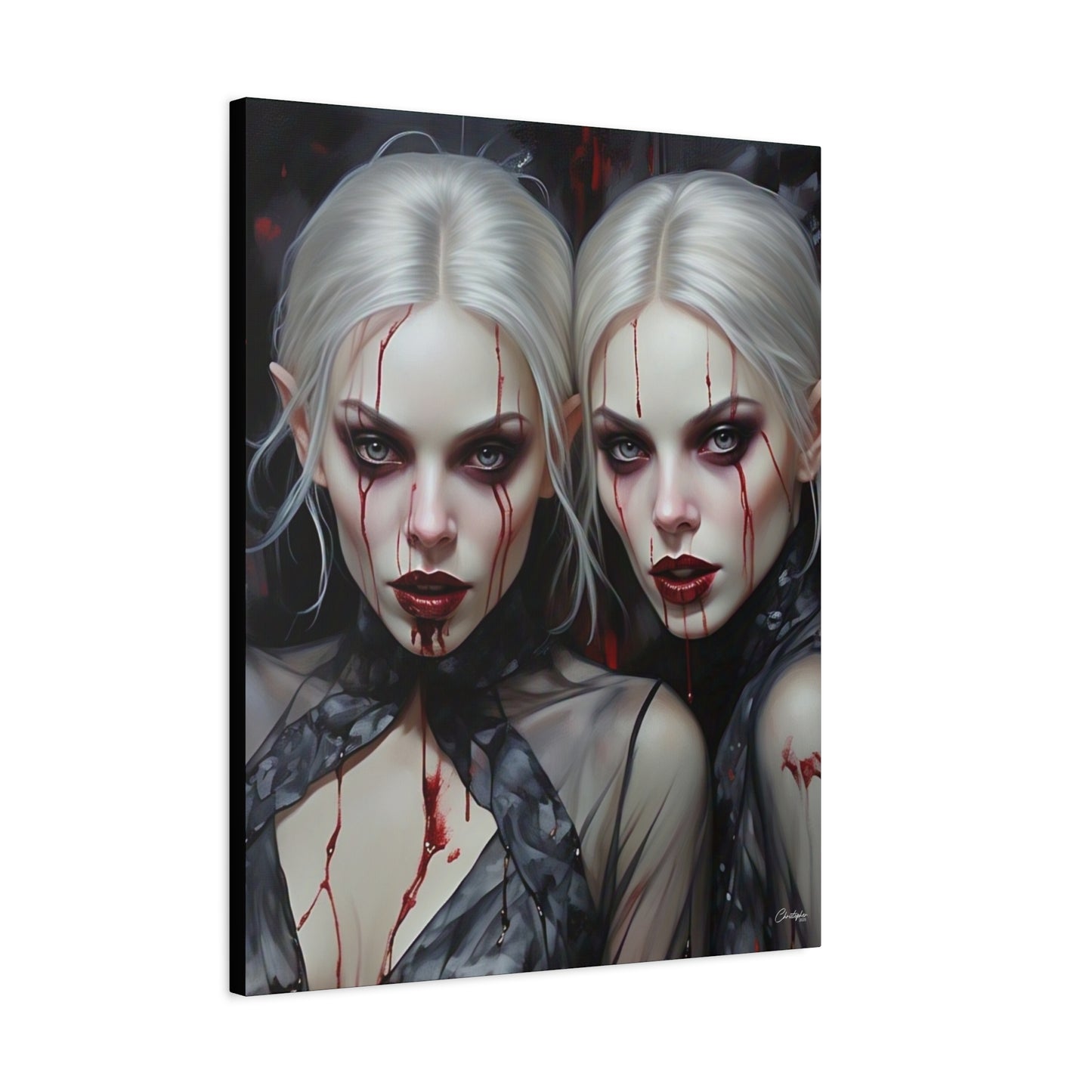 Gothic Canvas Art Print, Dark Fantasy Wall Decor, Horror Art, Halloween Home Decor, Vampire Artwork, Unique Gift for Spooky Season