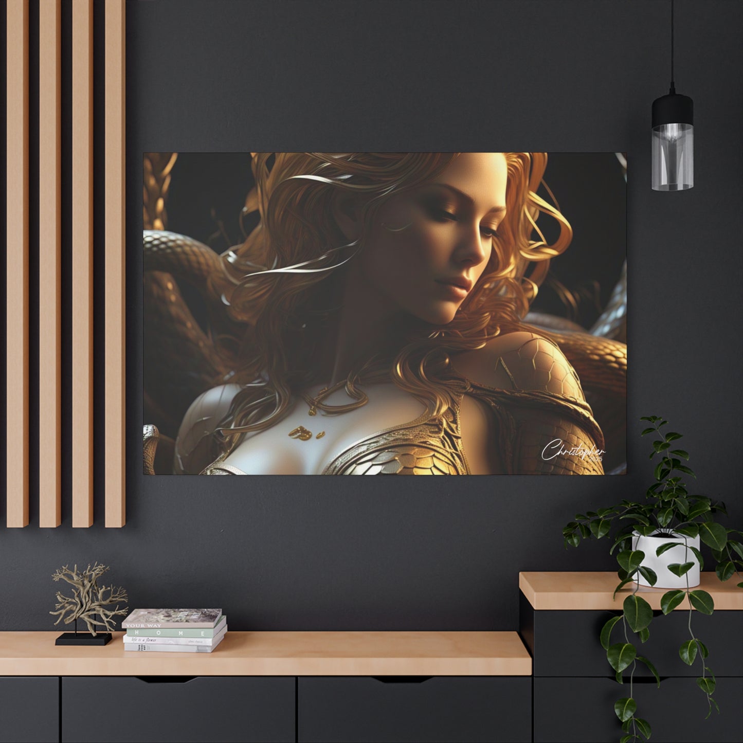 Fantasy Art Canvas Print - Serpent Goddess Home Decor