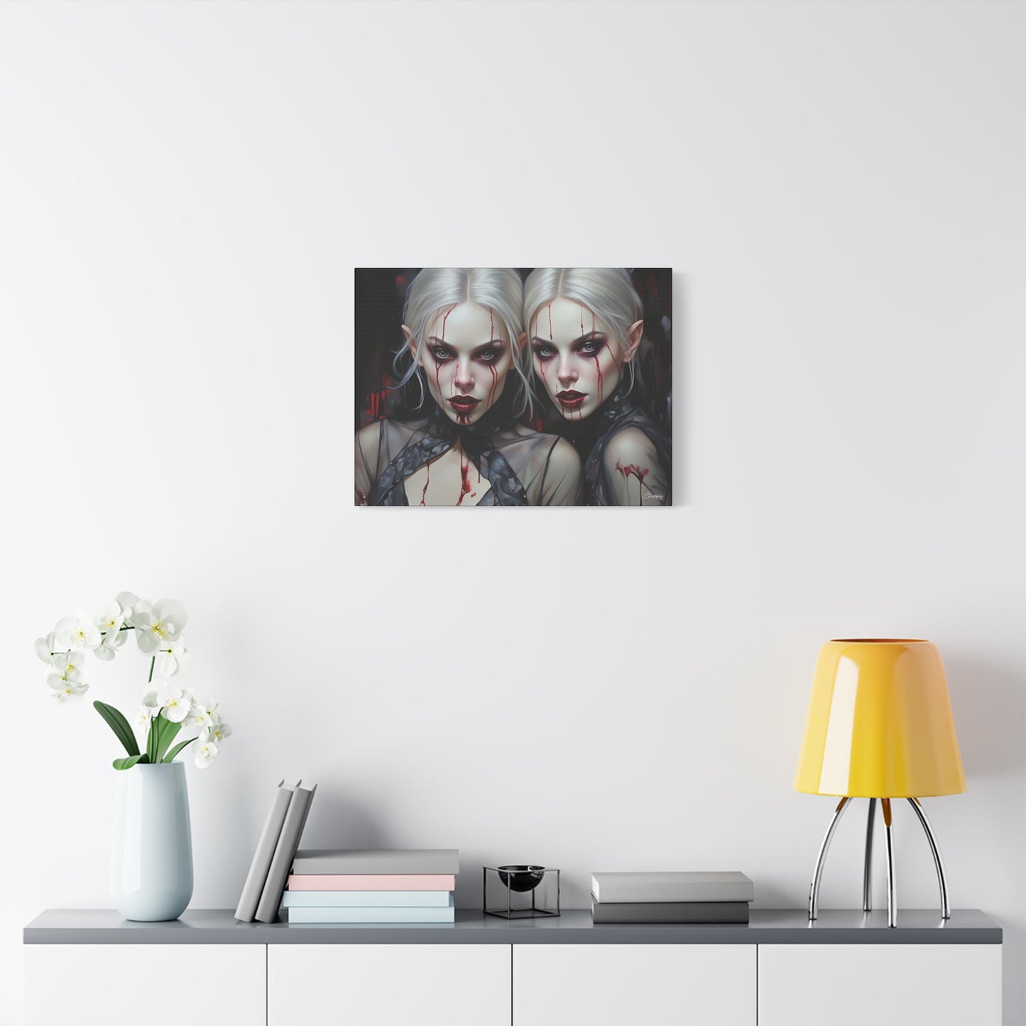 Gothic Canvas Art Print, Dark Fantasy Wall Decor, Horror Art, Halloween Home Decor, Vampire Artwork, Unique Gift for Spooky Season