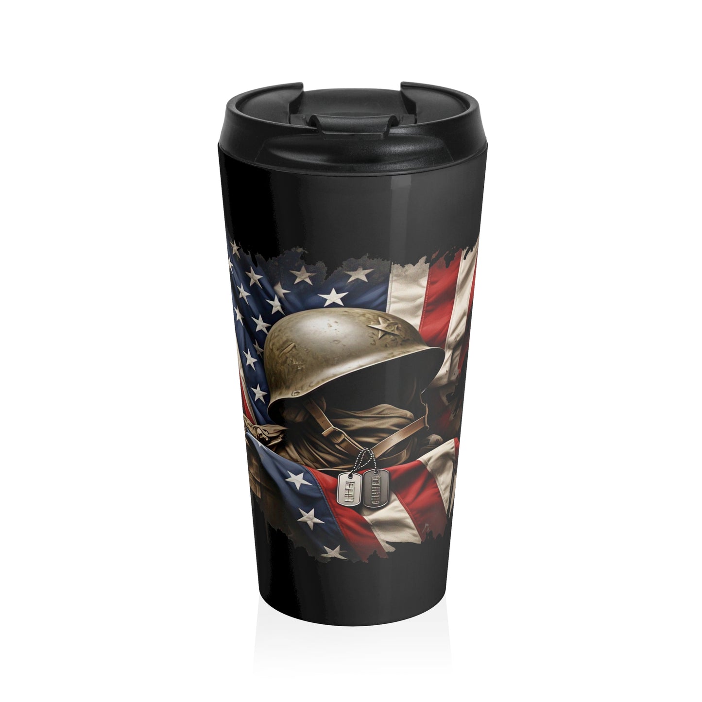 Patriotic Stainless Steel Travel Mug for Veterans, Military Gifts, Coffee Lover's Mug, Independence Day Drinkware, Durable Travel Gear