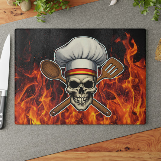 Skull Chef Glass Cutting Board - Perfect for BBQ Lovers and Culinary Enthusiasts