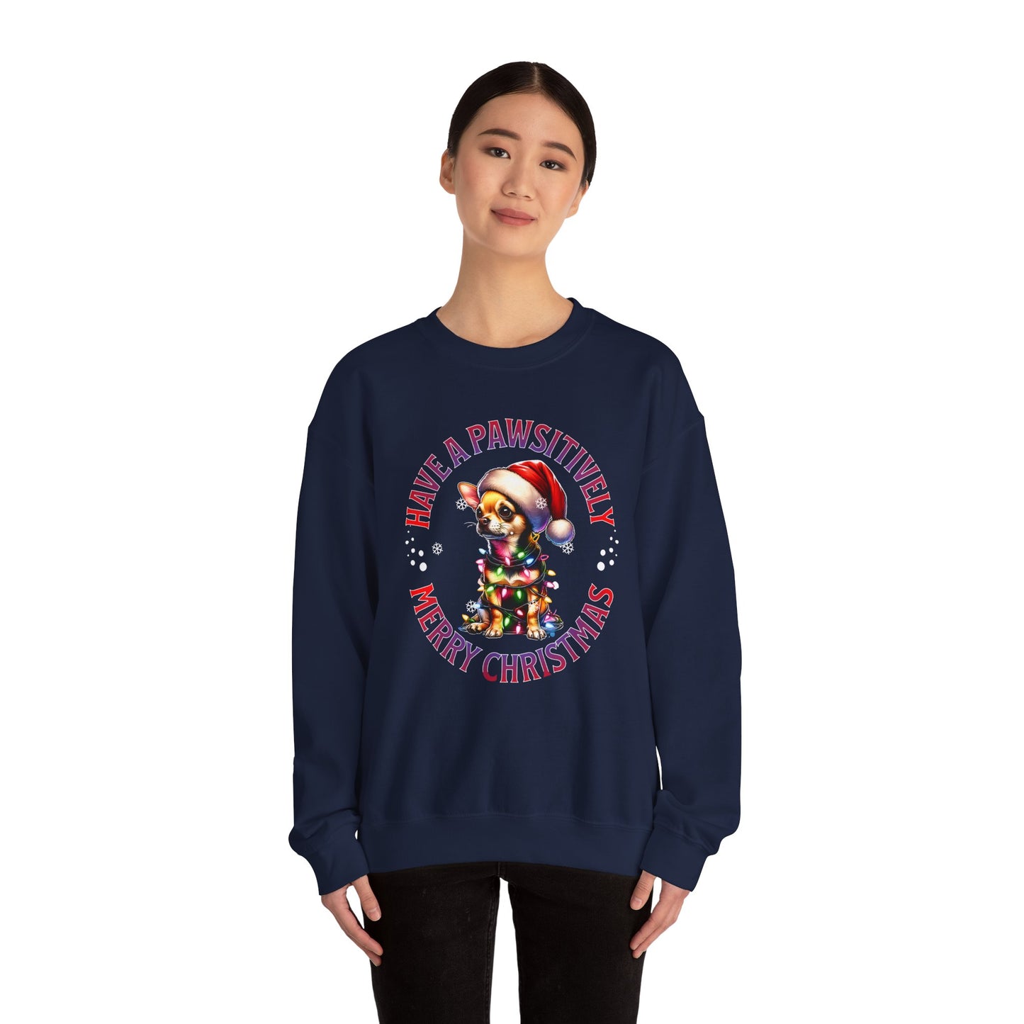 Christmas Puppy Sweatshirt - "Have a Pawsitively Merry Christmas" Holiday Crewneck