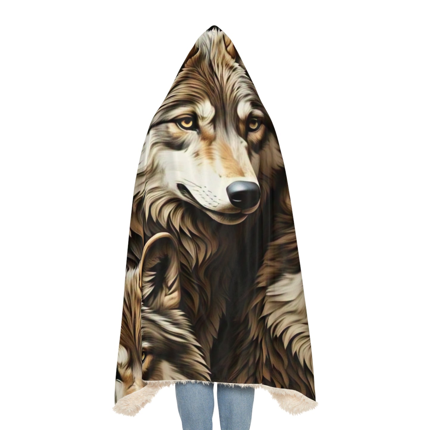 Cozy Wolf Snuggle Blanket with Hood, Warm Throw for Camping, Home Decor, Gift for Nature Lovers, Chill Nights, Cozy Winter