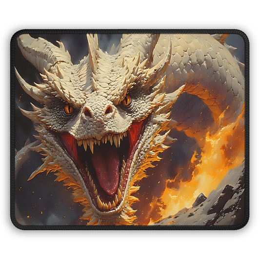 Dragon Gaming Mouse Pad — Fiery White Dragon Desk Mat
