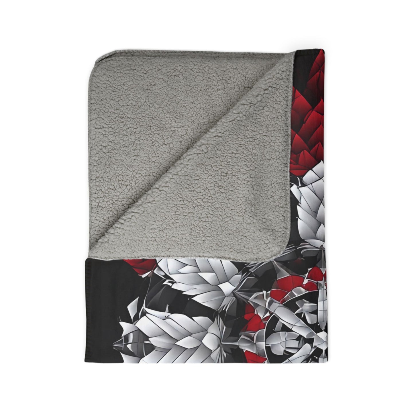 Red & White Mandala Fleece Sherpa Blanket