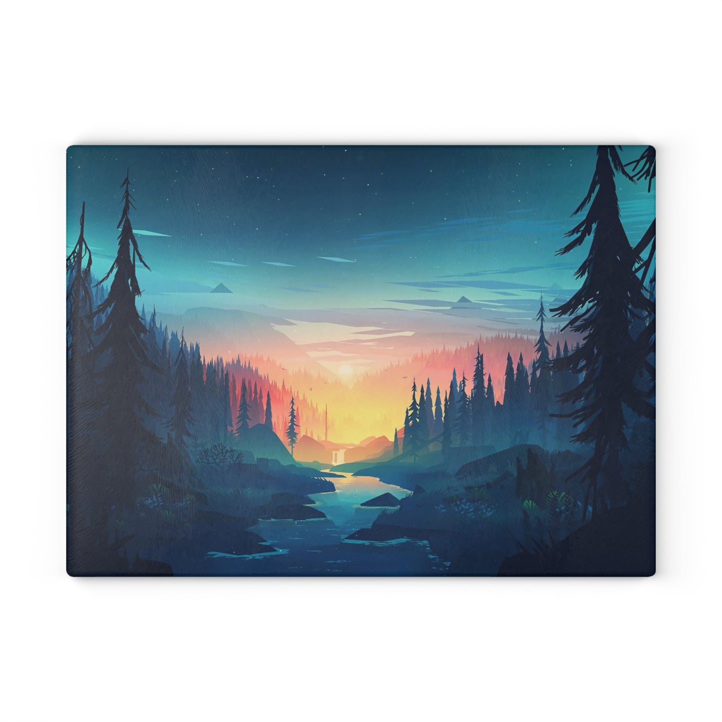 Serene Forest Landscape Glass Cutting Board – Perfect for Nature Lovers and Culinary Enthusiasts
