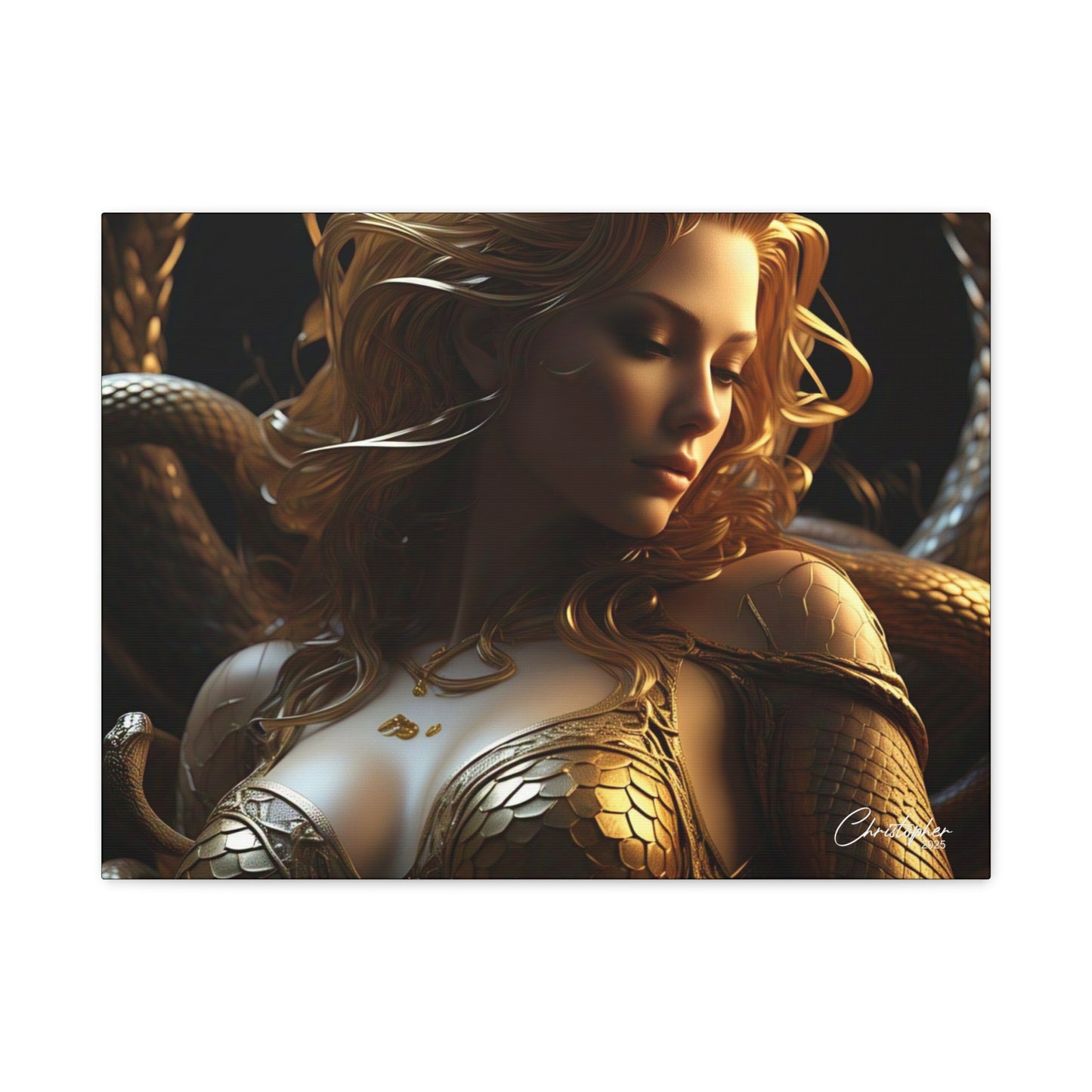 Fantasy Art Canvas Print - Serpent Goddess Home Decor