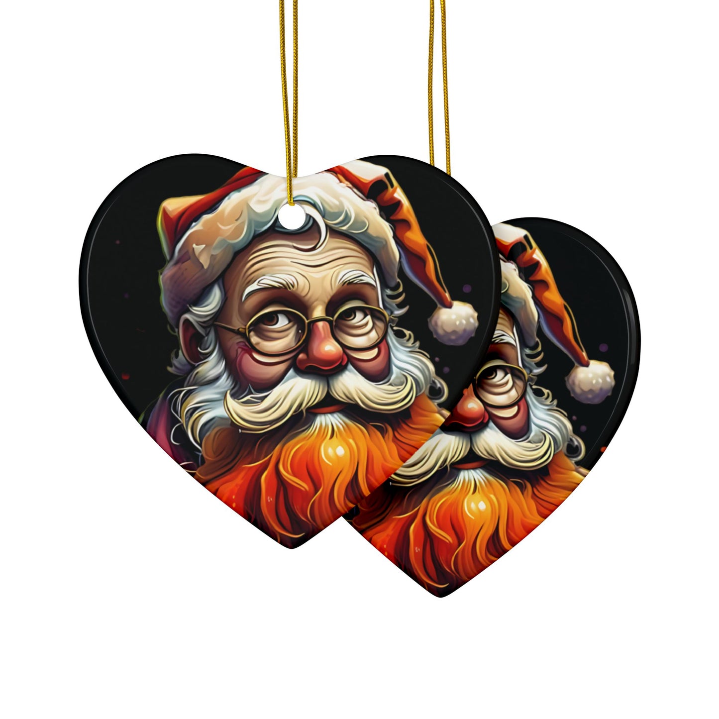 Santa Claus Ceramic Ornament — Double-Sided Christmas Tree Decoration