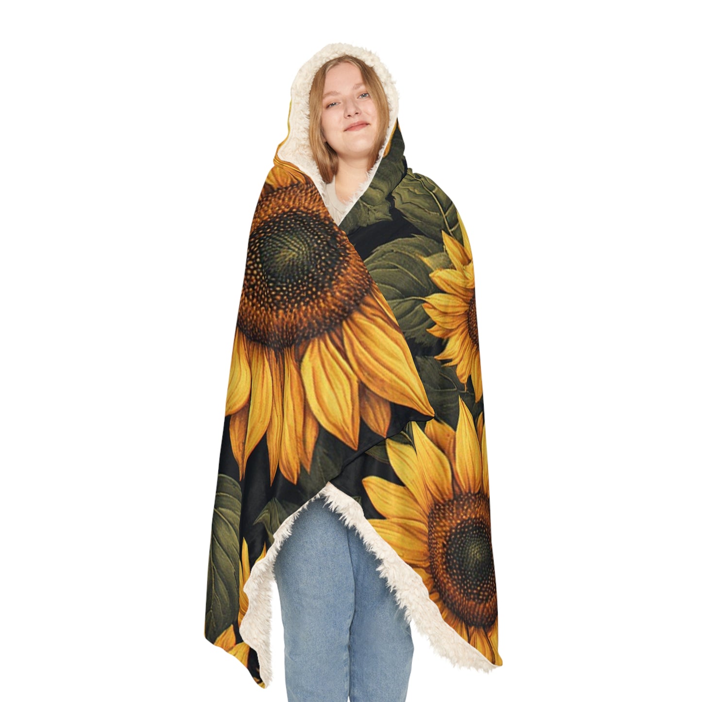 Sunflower Snuggle Blanket, Cozy Throw Blanket, Warm Fleece Wrap, Gift for Her, Home Decor for Fall
