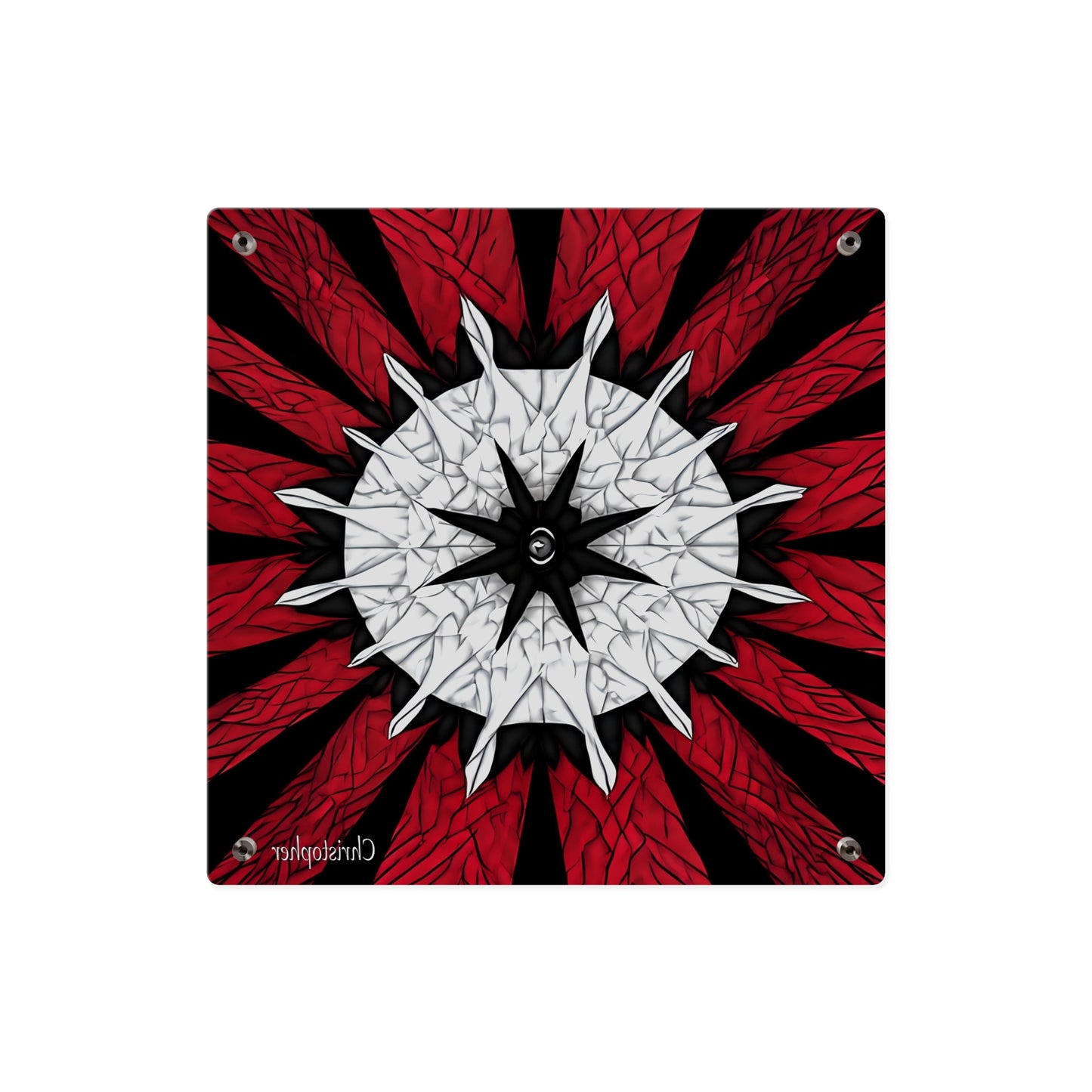 Red & Black Mandala Acrylic Wall Art Panel — Personalized Name Option