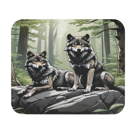 Wolf Themed Rectangle Mouse Pad - Nature Inspired Desk Accessory