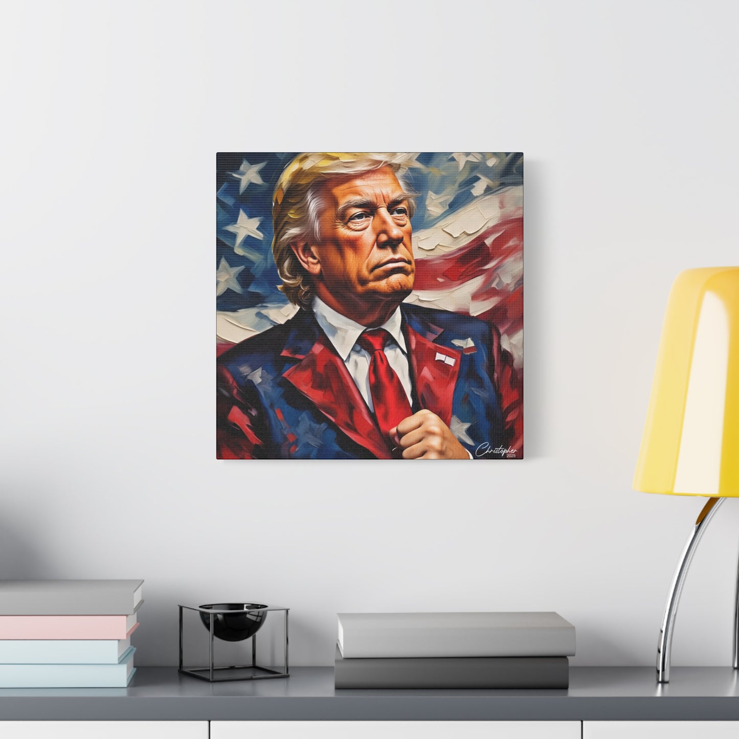 Patriotic Canvas Art, Stretched Wall Decor, Home Office, Gifts for Republicans, Political Enthusiasts, Americana Artwork