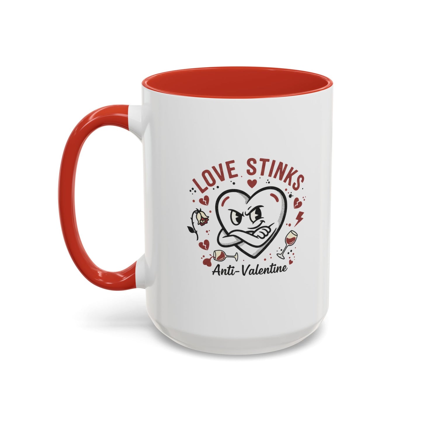 Coffee Mug — "Love Stinks" Anti-Valentine Heart Accent Mug (11/15oz)