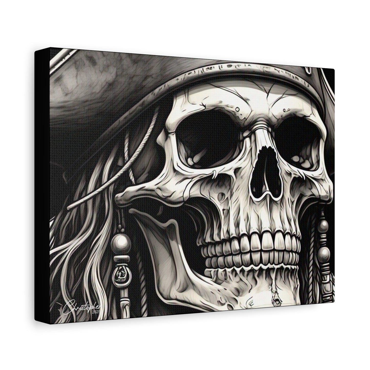 Pirate Skull Canvas Art - Edgy Gothic Decor, Wall Art for Halloween, Gothic Home Decor, Pirate Theme, Gift for Him