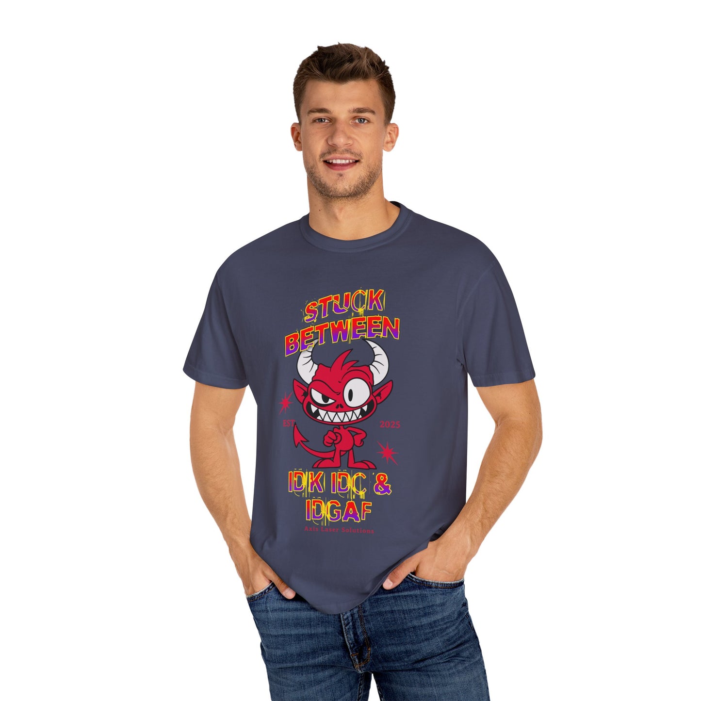 Vivid Graphic Tee with Playful Devil Design, Unisex Casual T-shirt, Perfect for Halloween & Fun Events, Gift for Friends, Trendy Streetwear