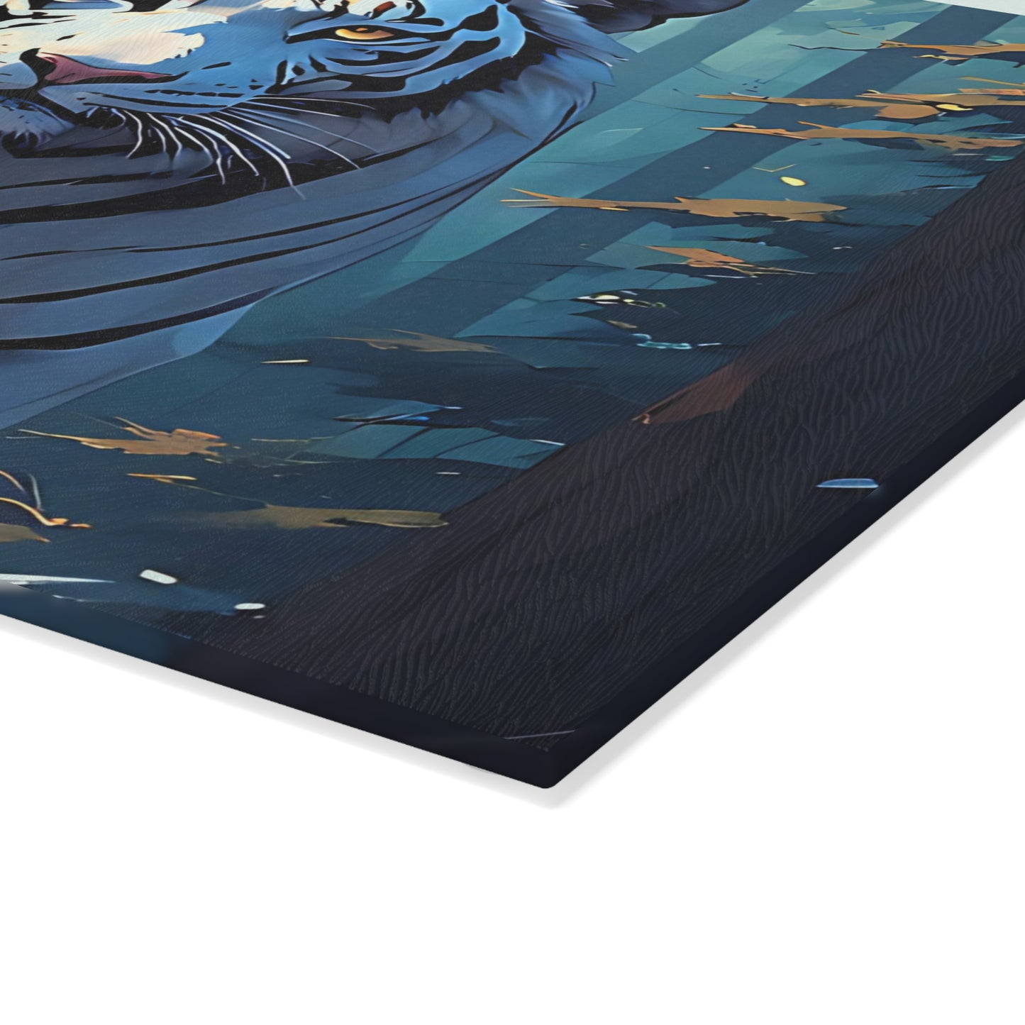White Tiger Forest Glass Cutting Board — Decorative Kitchen Chopping Board