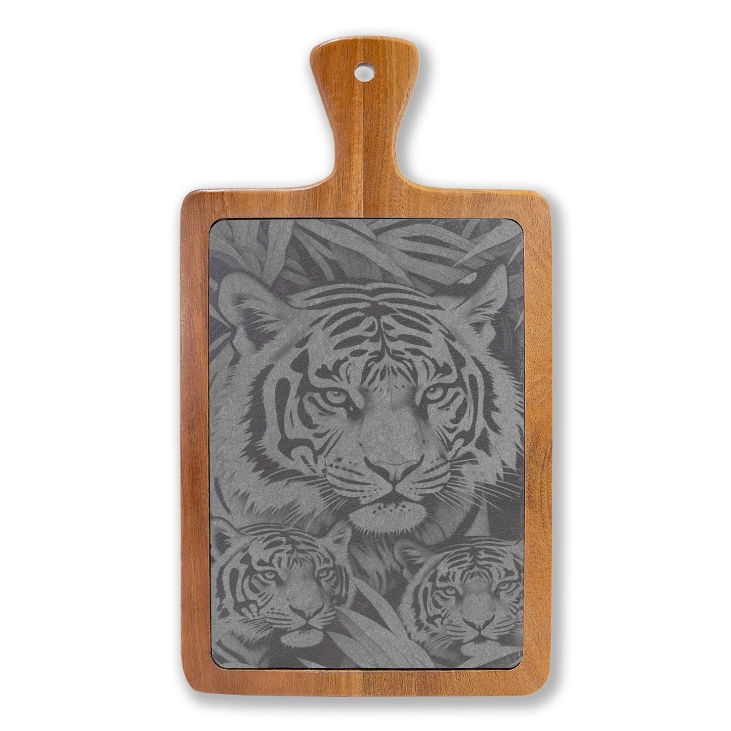 Engraved Tiger Charcuterie Board with Cheese Knife Set