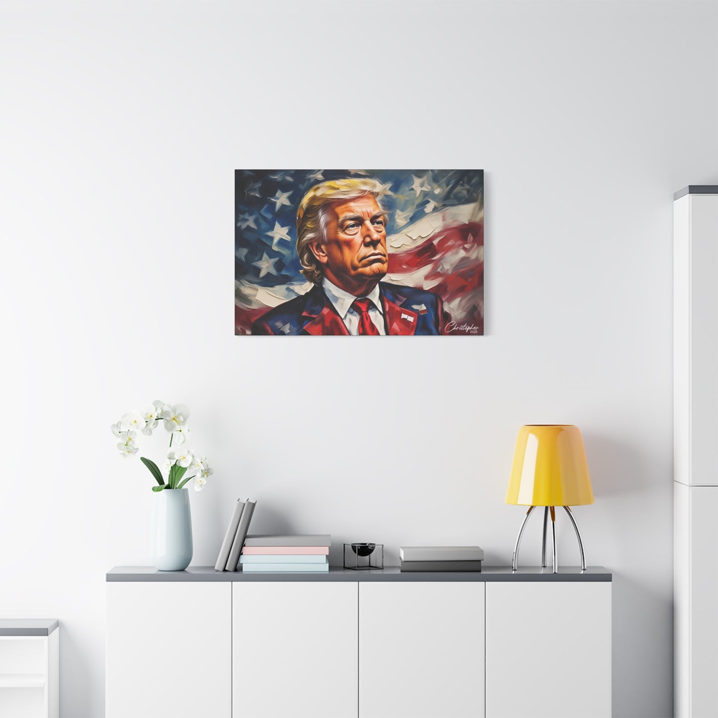 Patriotic Canvas Art, Stretched Wall Decor, Home Office, Gifts for Republicans, Political Enthusiasts, Americana Artwork