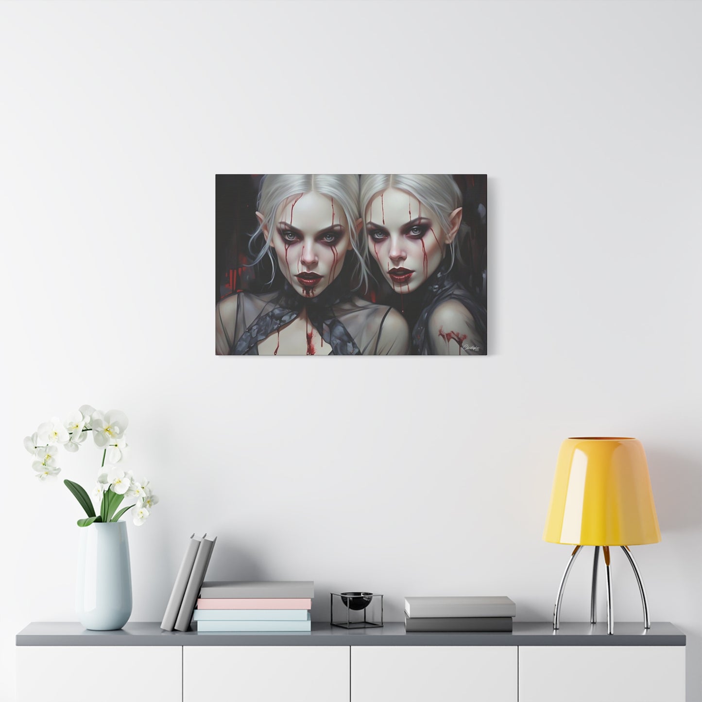 Gothic Canvas Art Print, Dark Fantasy Wall Decor, Horror Art, Halloween Home Decor, Vampire Artwork, Unique Gift for Spooky Season