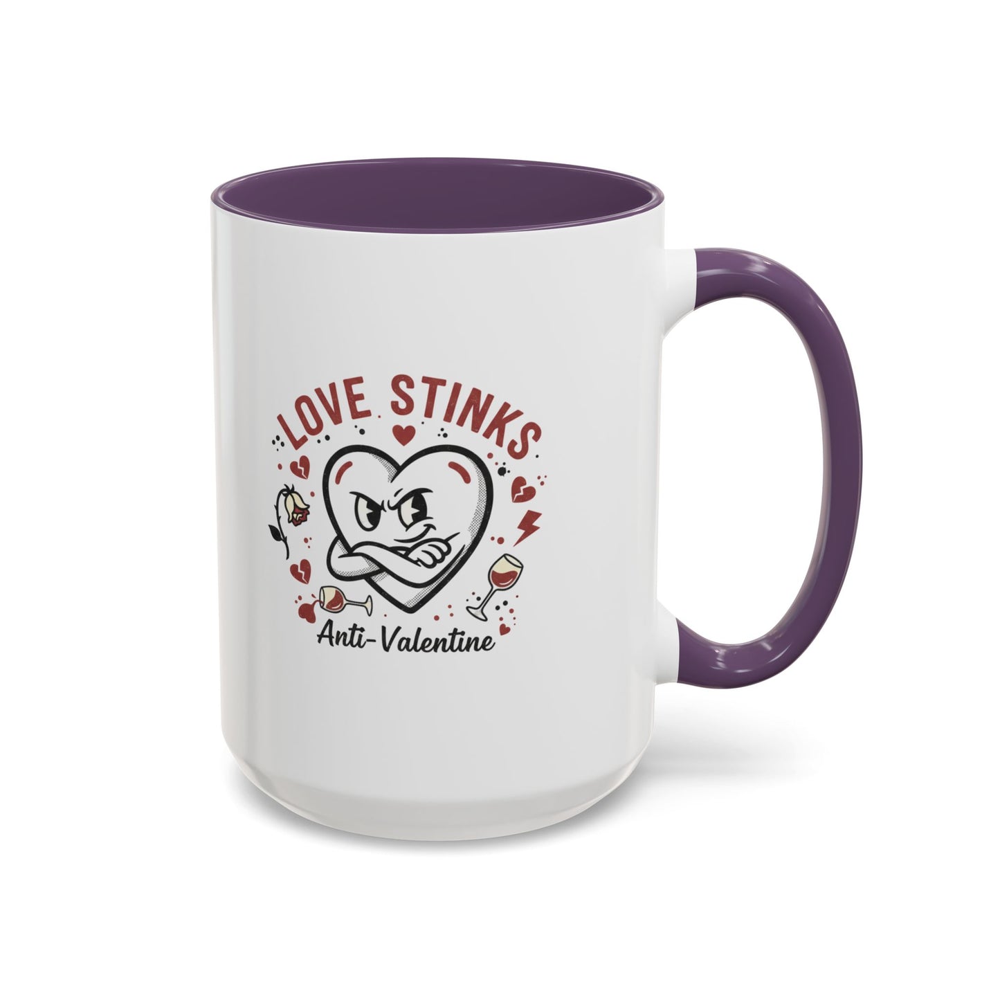 Coffee Mug — "Love Stinks" Anti-Valentine Heart Accent Mug (11/15oz)