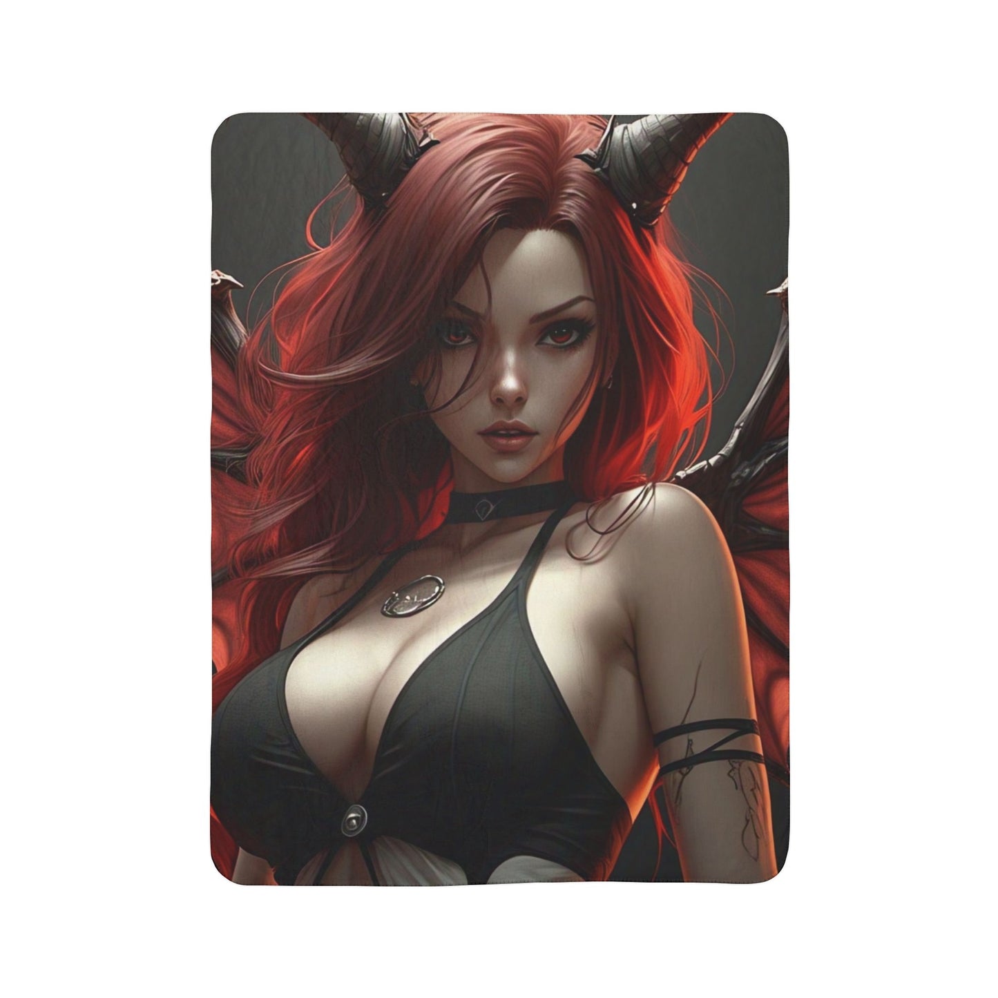 Enchanting Demoness Fleece Sherpa Blanket | Cozy Decor for Fantasy Lovers, Perfect Gift, Home Comfort, Halloween Vibes, Unique Art
