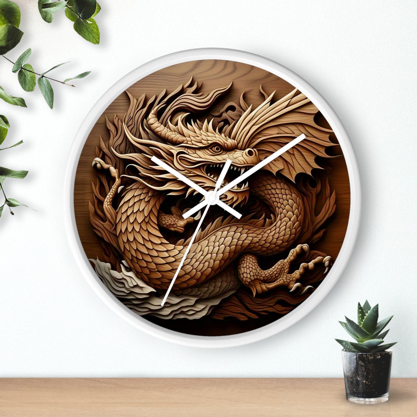 Dragon Carved Wall Clock, Fantasy Home Decor, Unique Gift for Him, Asian Art Clock, Dragon Clock for Festival Decoration