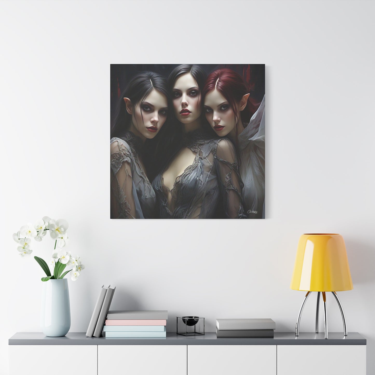 Gothic Wall Art Canvas, Fantasy Home Decor, Unique Gift for Halloween, Witchy Vibe Art, Dark Aesthetic Room Decor