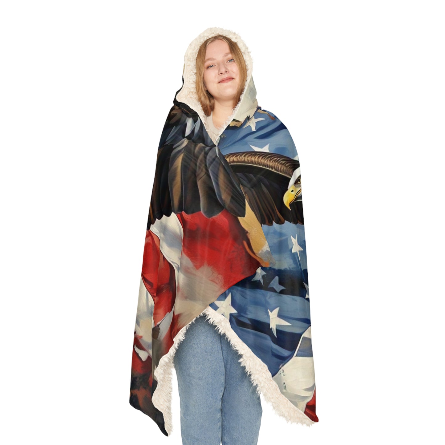 Patriotic Snuggle Blanket with Eagle Design, Cozy Throw Blanket, American Flag Blanket, Gift for Veterans, Home Decor, Camping Blanket