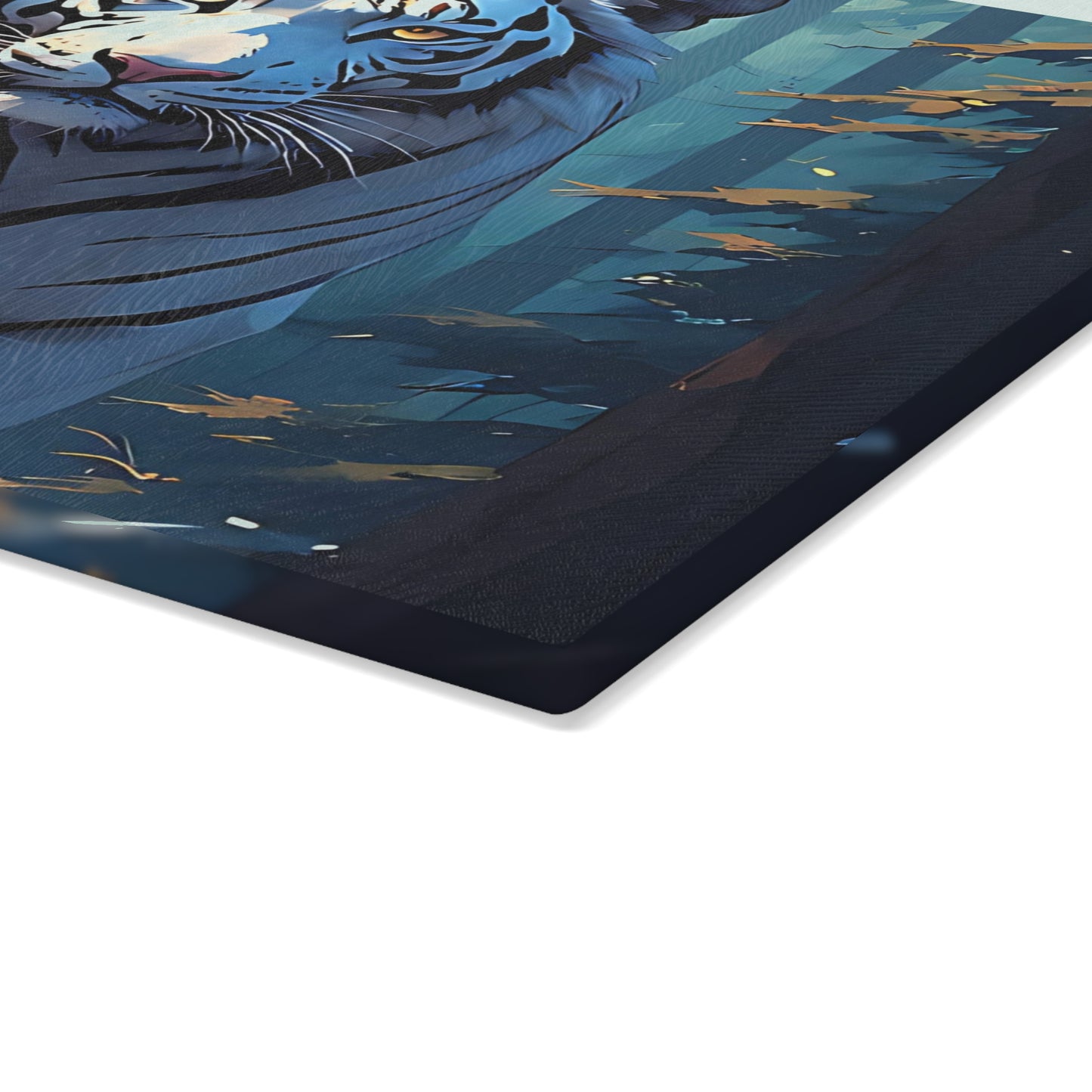 White Tiger Forest Glass Cutting Board — Decorative Kitchen Chopping Board