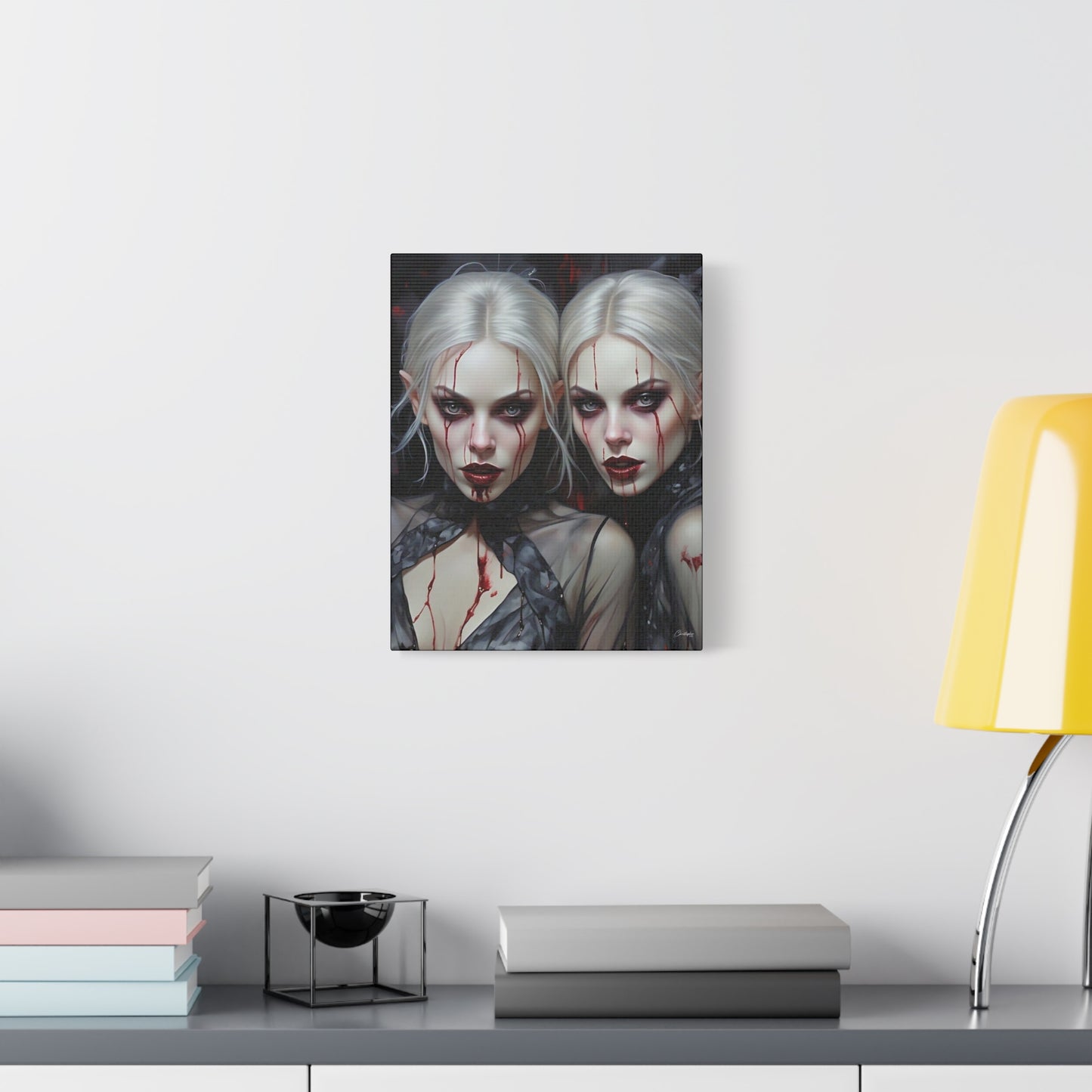 Gothic Canvas Art Print, Dark Fantasy Wall Decor, Horror Art, Halloween Home Decor, Vampire Artwork, Unique Gift for Spooky Season