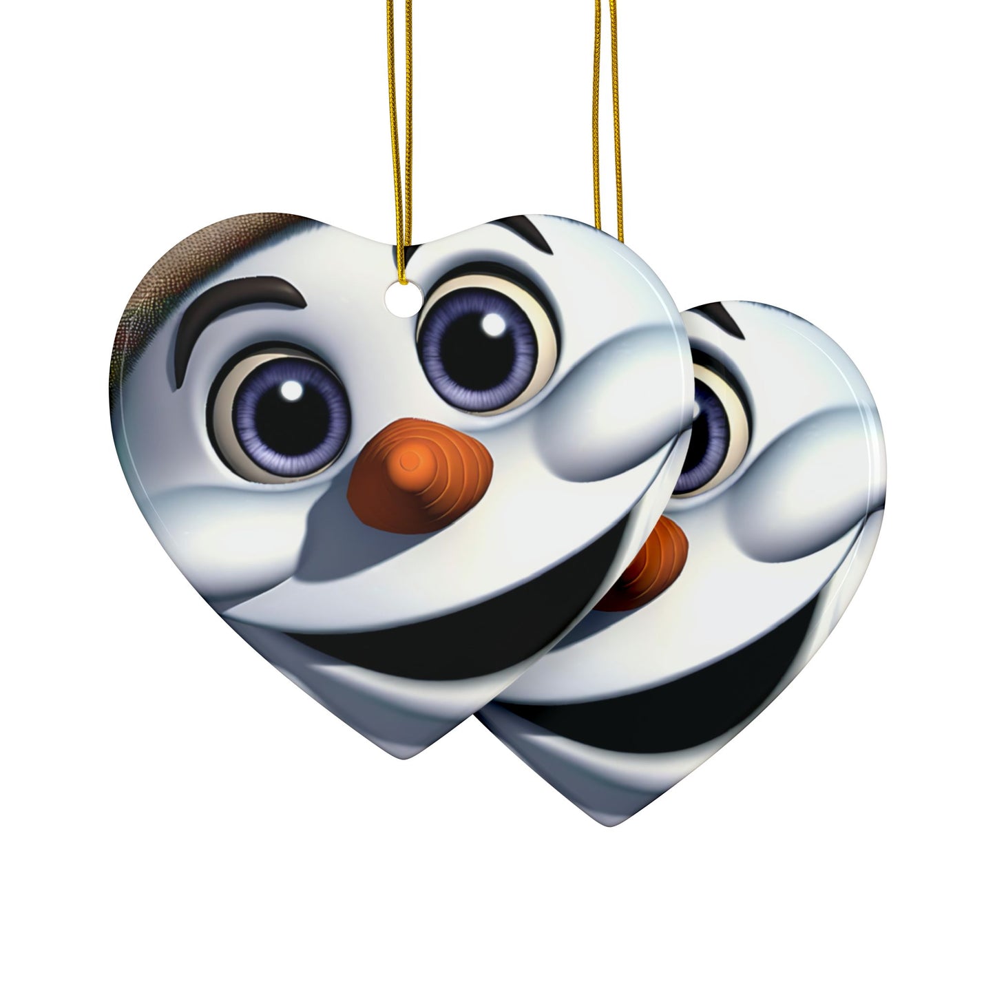 Snowman Face Ceramic Ornament — Cute Holiday Tree Decoration, Double-Sided