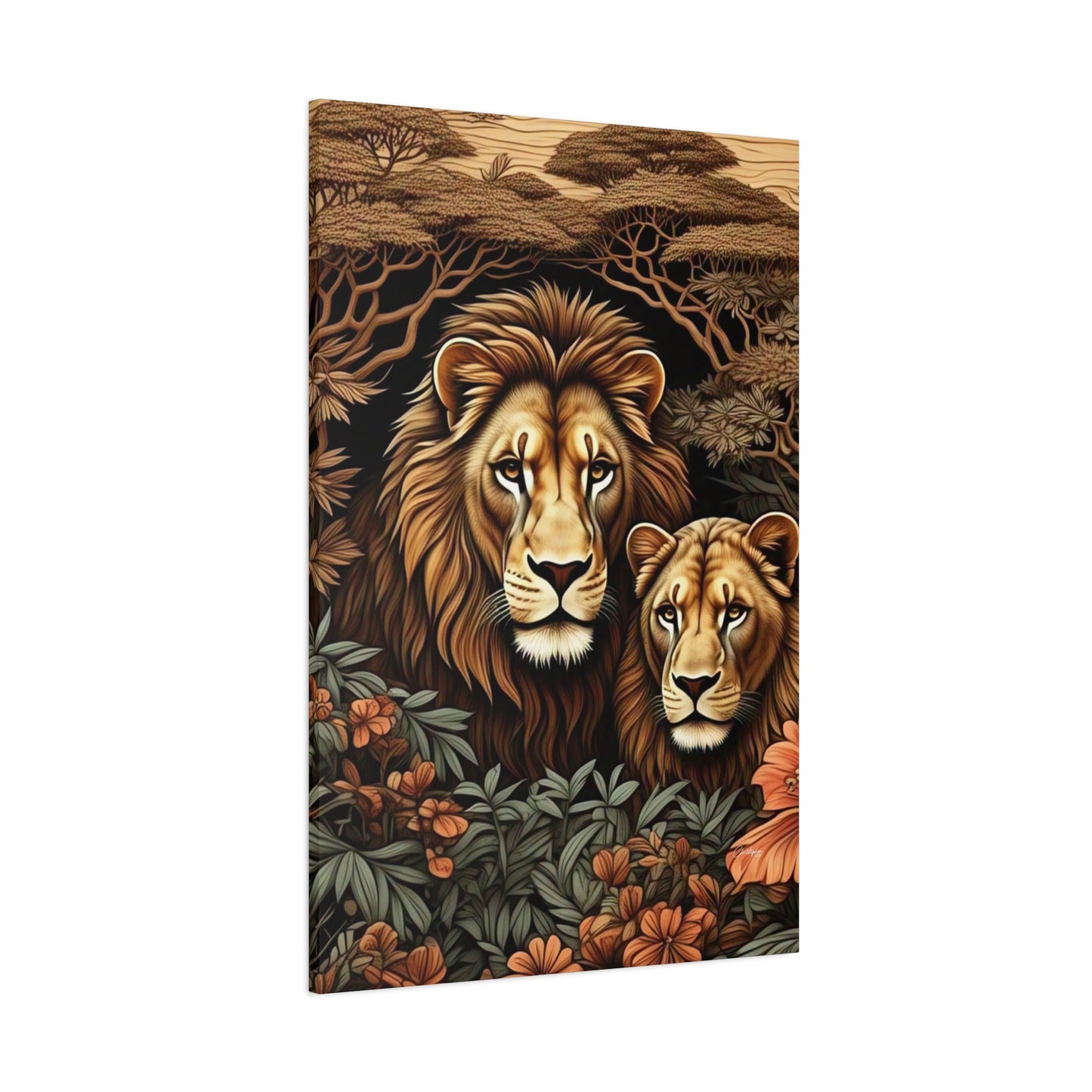 Majestic Lion Family Canvas Wall Art, Animal Lovers Decor, Wildlife Home Accent, Gift for Nature Enthusiasts, Meaningful Family Art