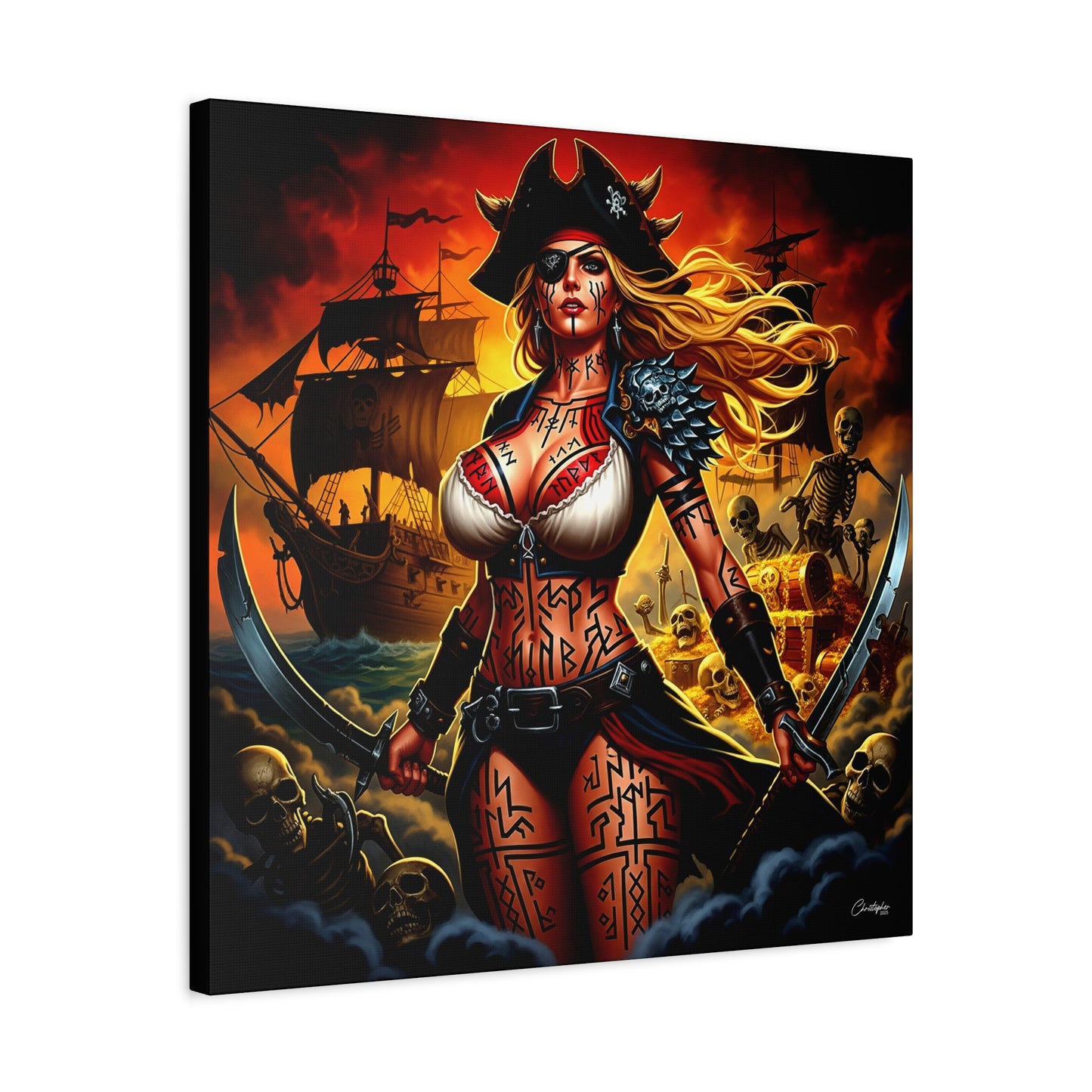 Bold Pirate Canvas Print, Nautical Wall Art, Gothic Home Decor, Pirate Lover Gift, Spooky Halloween Decoration, Adventure Wall Hanging