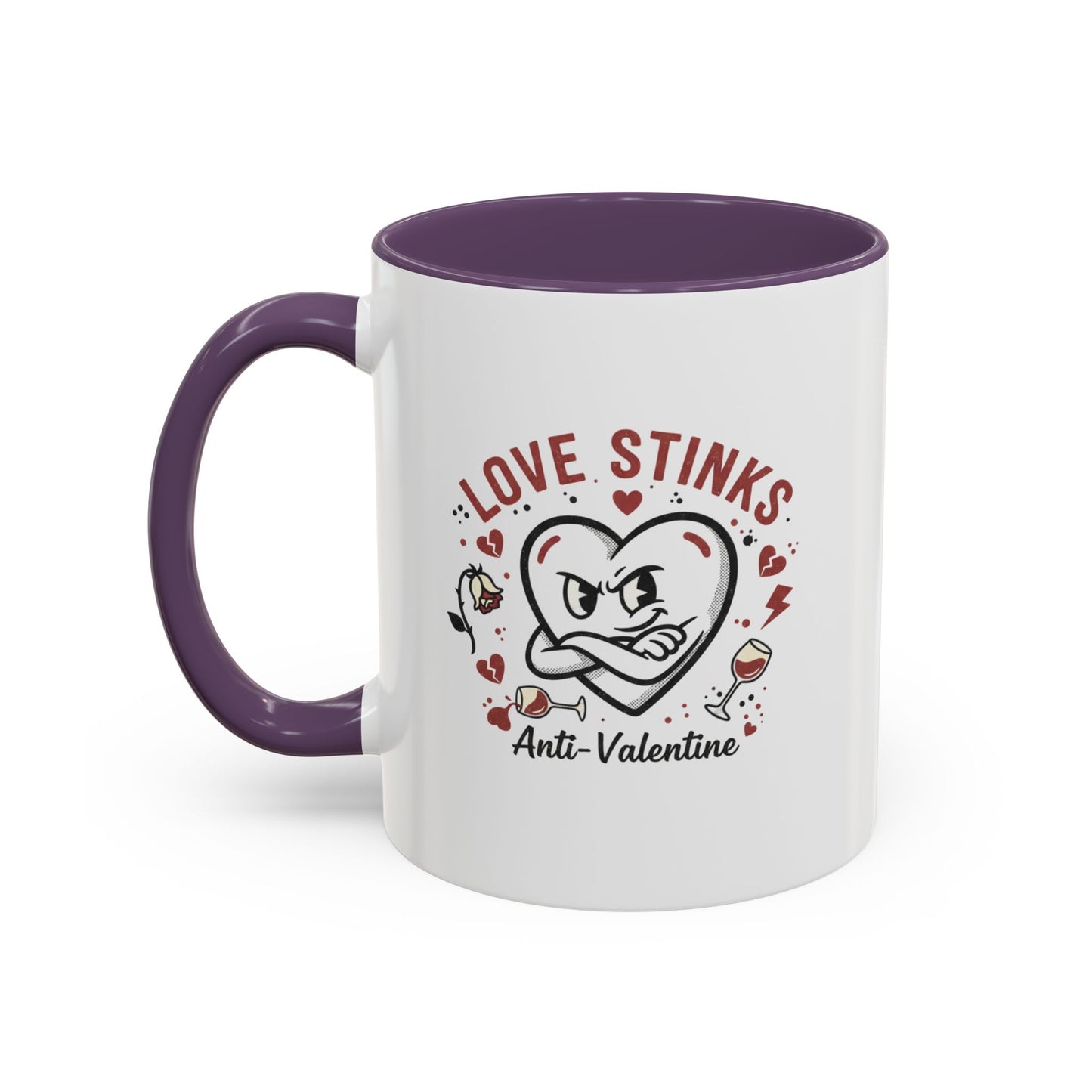 Coffee Mug — "Love Stinks" Anti-Valentine Heart Accent Mug (11/15oz)