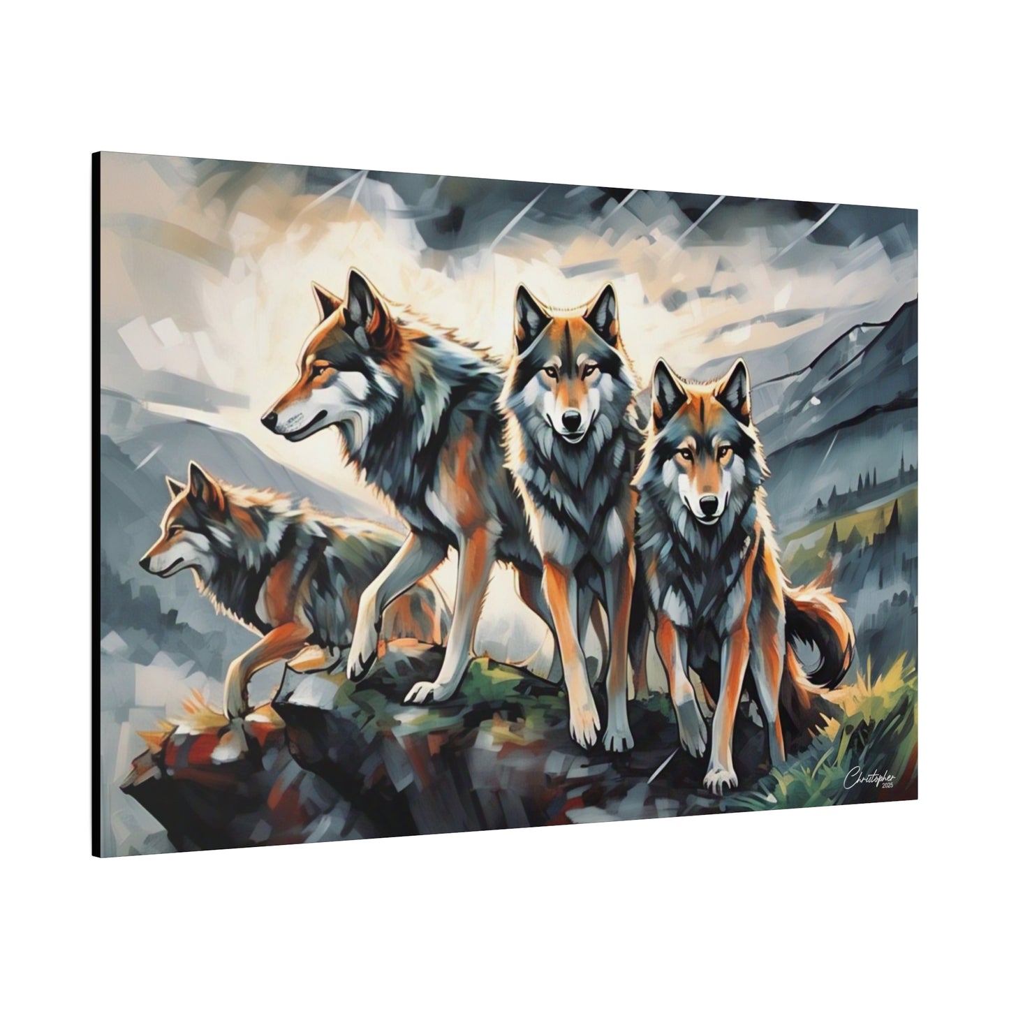 Wolf Family Matte Canvas Art, Home Decor, Animal Lovers Gift, Nature Wall Art, Wildlife Art Print, Outdoor Enthusiasts Decor