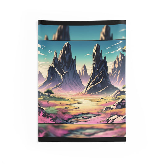 Surreal Mountain Landscape Tapestry — Vibrant Fantasy Wall Art for Bedrooms & Living Rooms
