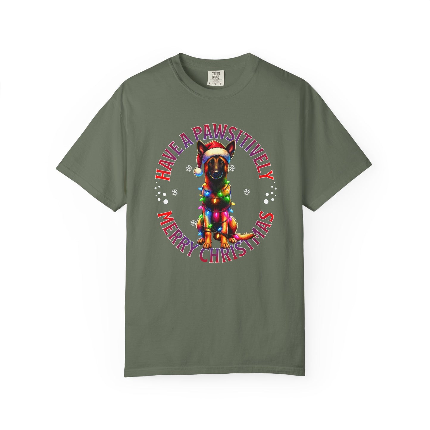Christmas Malinois T-Shirt — "Have a Pawsitively Merry Christmas" Holiday Tee