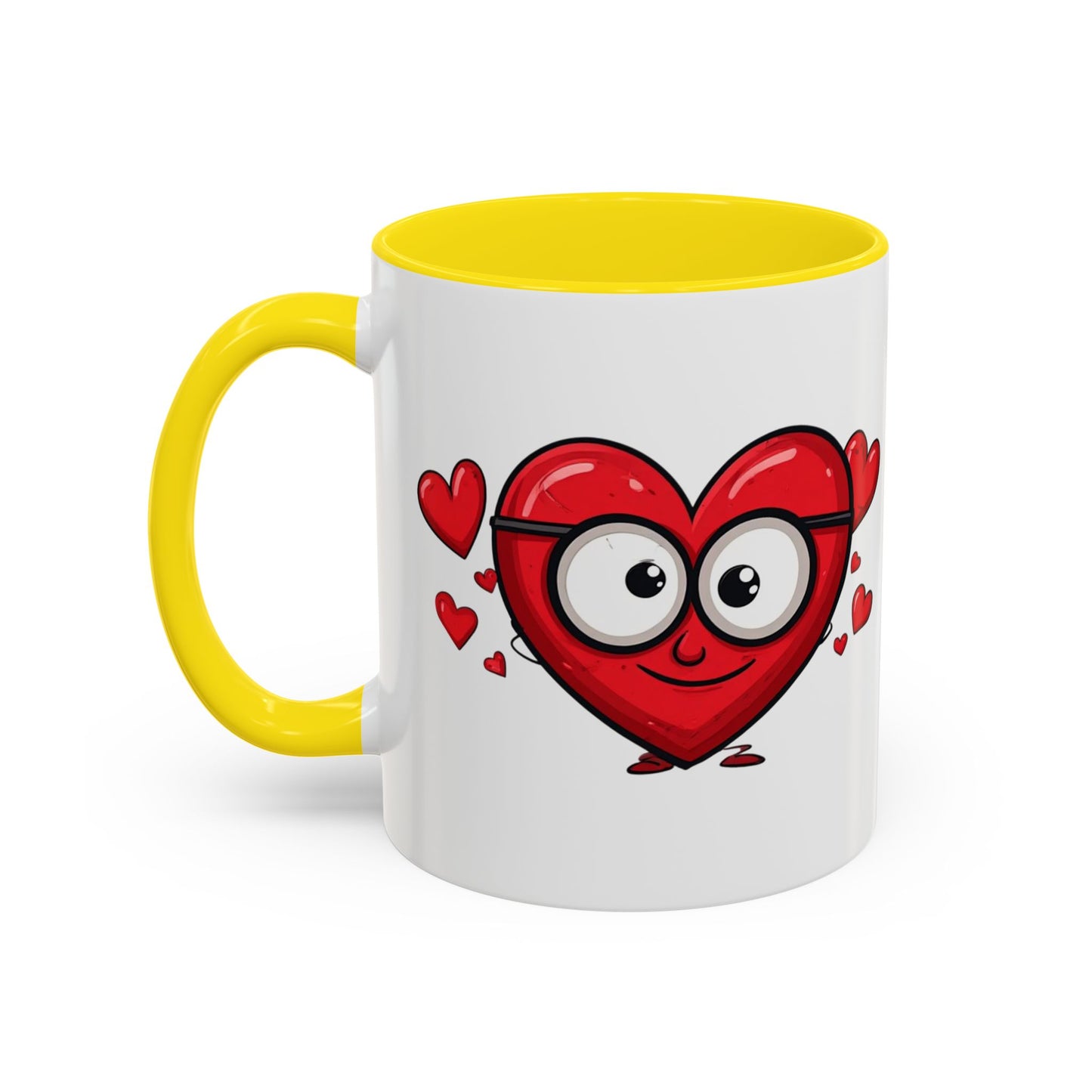 Cute Cartoon Heart Coffee Mug — Valentine Love Accent Mug (11/15oz)