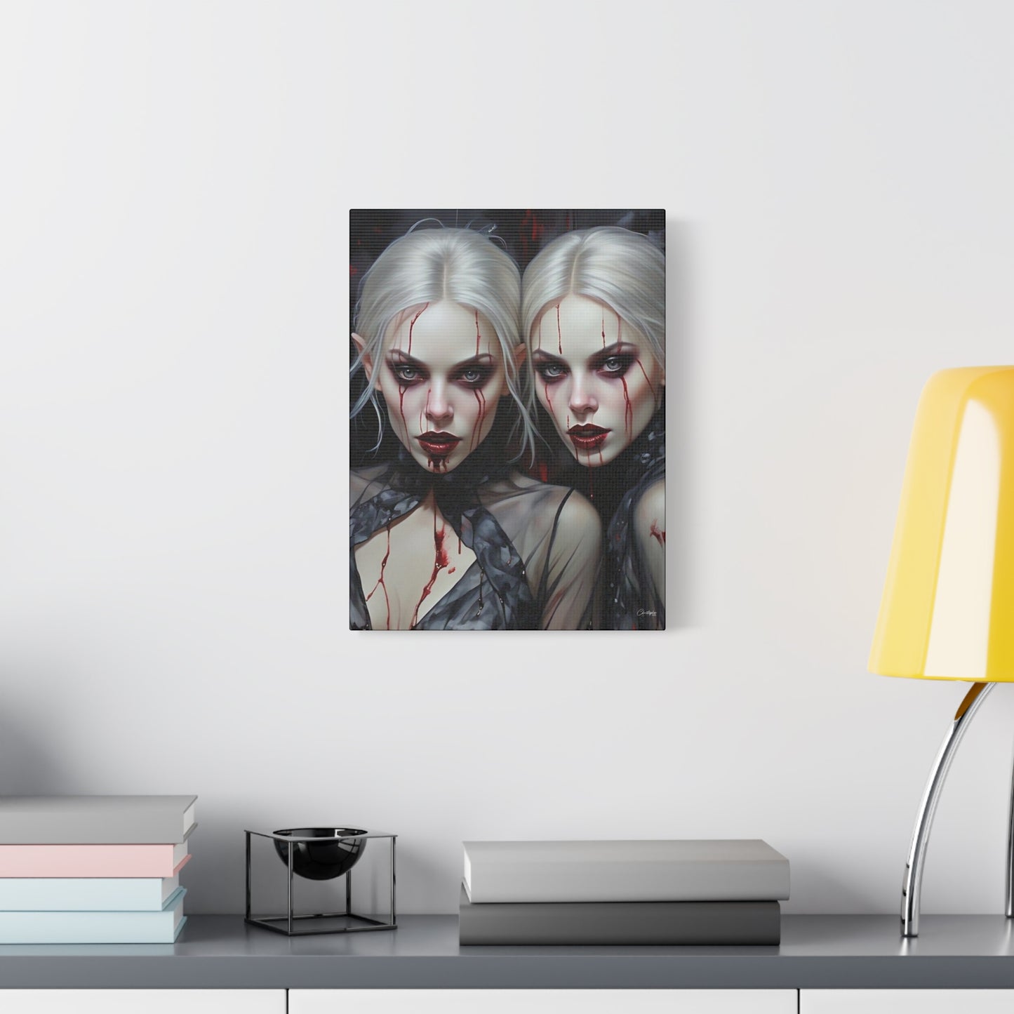 Gothic Canvas Art Print, Dark Fantasy Wall Decor, Horror Art, Halloween Home Decor, Vampire Artwork, Unique Gift for Spooky Season