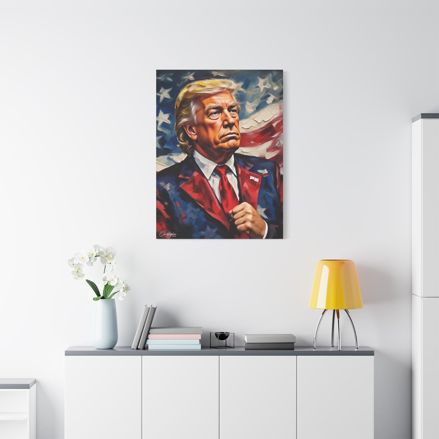 Patriotic Canvas Art, Stretched Wall Decor, Home Office, Gifts for Republicans, Political Enthusiasts, Americana Artwork